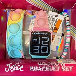 New Justice Girl Silicone Watch Bracelet Set in Pastel Colors Popper fidget band